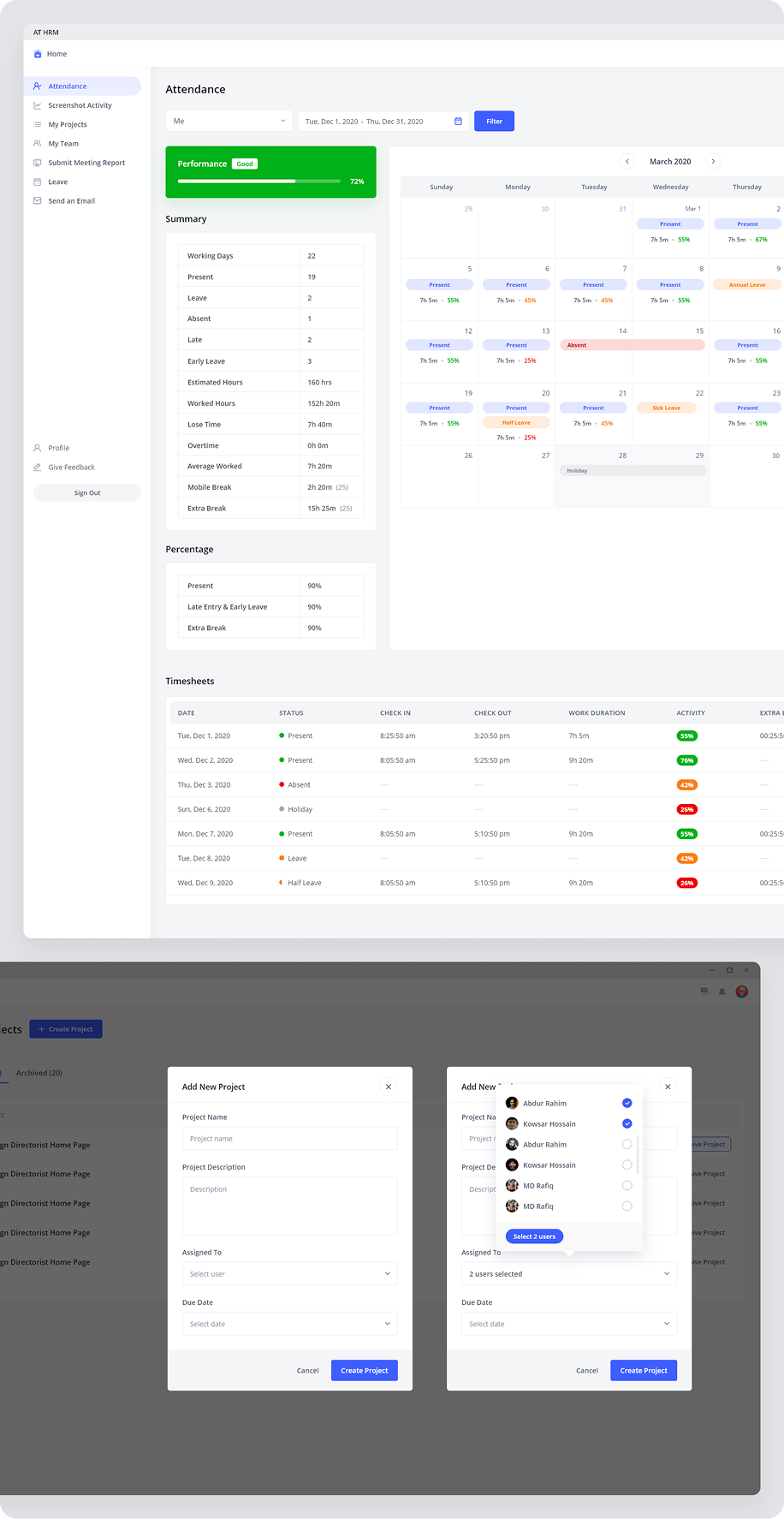 HRM Team Lead area screenshot 1